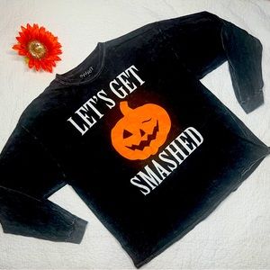 Black Women's Men's "Let's Get Smashed" Jack O 'Lantern Halloween Shirt; XL